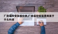 厂房监控安装报价表,厂房监控安装费用属于什么科目